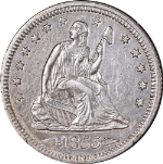 1855-P Seated Liberty Quarter Choice AU Details Nice Eye Appeal Strong Strike