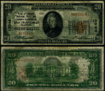 San Francisco CA-California $20 1929 T-1 National Bank Note Ch #13044 BOA NT Fine