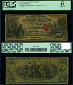 Philadelphia PA-Pennsylvania $5 1865 National Bank Note Ch #602 Bank North America PCGS Fine12