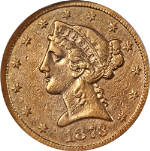 1873-S Liberty Gold $5 AU Decent Eye Appeal Nice Strike