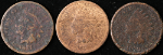 1870, 1872, 1874 Indian Cents - Key Dates, Filler - 3pc Bulk Lot