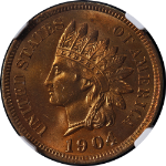 1904 Indian Cent NGC MS64 RD Full Blazing Red Gem Strong Strike