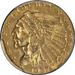 1927 Indian Gold $2.50 PCGS MS63 Great Eye Appeal Strong Strike