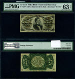 FR. 1297 25 c. 3rd Issue Fractional Note Surcharge "M-2-6-5" Choice PMG CU63 NET