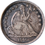 1840-O Seated Liberty Dime &#39;No Drapery&#39; ANACS EF40 Great Eye Appeal