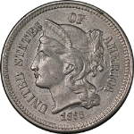 1868 Three (3) Cent Nickel Nice BU+ Superb Eye Appeal Nice Strike