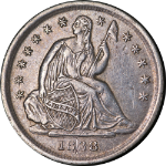 1838 Seated Liberty Half Dime 'No Drapery' 'Small Stars' AU/BU Details