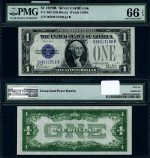 FR. 1602 $1 1928-B Silver Certificate D-B Block Gem PMG CU66 EPQ