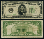 FR. 1956 H $5 1934 Federal Reserve Note Non-Mule St. Louis Very Good+