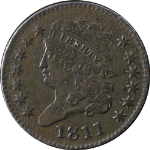 1811 Half Cent VF/XF Details Key Date C-2 R.3 Nice Eye Appeal Nice Strike