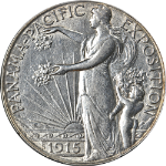 1915-S Pan-Pac Commem Half Dollar Choice AU/BU Details Nice Eye Appeal