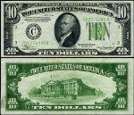 FR. 2005 C $10 1934 Federal Reserve Note Non-Mule Philadelphia C-A Block DGS VF