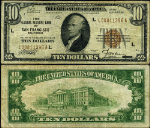 FR. 1860 L $10 1929 Federal Reserve Bank Note San Francisco L-A Block Fine+