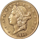 1890-CC Liberty Gold $20 AU/BU Details Key Date Fantastic Luster Strong Strike
