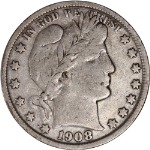 1908-S Barber Half Dollar