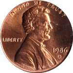 1986-D Lincoln Cent PCGS MS67RD