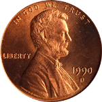 1990-D Lincoln Cent PCGS MS67RD