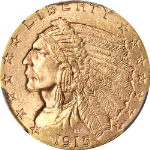 1915 Indian Gold $2.50 PCGS MS65 Superb Eye Appeal Strong Strike