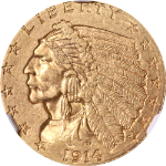 1914-D Indian Gold $2.50 NGC MS62 Nice Eye Appeal Strong Strike Nice Luster