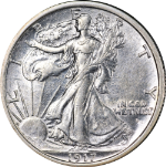 1917-D Obverse Walking Liberty Half Choice AU/BU Details Superb Eye Appeal