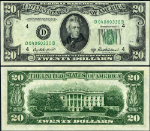 FR. 2061 D $20 1950-B Federal Reserve Note Cleveland D-B Block Choice CU