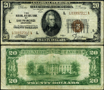 FR. 1870 L $20 1929 Federal Reserve Bank Note San Francisco L-A Block VF