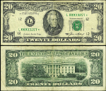FR. 2075 L* $20 1985 Federal Reserve Note San Francisco L-* Block VF Star