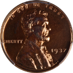 1937 Lincoln Cent Proof PCGS PR66 RD Blazing Full Red Gem Strong Strike
