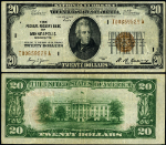 FR. 1870 I $20 1929 Federal Reserve Bank Note Minneapolis I-A Block VF Pinholes