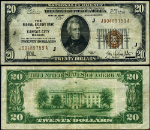 FR. 1870 J $20 1929 Federal Reserve Bank Note Kansas City J-A Block VF+