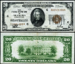FR. 1870 C $20 1929 Federal Reserve Bank Note Philadelphia C-A Block XF