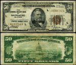 FR. 1880 L $50 1929 Federal Reserve Bank Note San Francisco L-A Block VF
