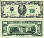 FR. 2076 D $20 1988-A Federal Reserve Note Cleveland D-A Block Gem CU
