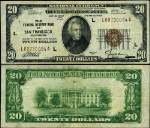 FR. 1870 L $20 1929 Federal Reserve Bank Note San Francisco L-A Block VF