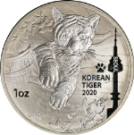2020 Republic of Korea 1 Ounce Silver Korean Tiger .999 Fine