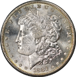1881-S Morgan Silver Dollar Rattler Holder PCGS MS65 Blazing White Gem