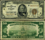 FR. 1880 D $50 1929 Federal Reserve Bank Note Cleveland D-A Block