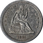 1841-O Seated Liberty Quarter Doubled Die Obverse Choice AU/BU Nice Strike