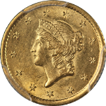1853-O Type 1 Liberty Gold $1 PCGS MS62 Great Eye Appeal Strong Strike