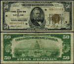 FR. 1880 D $50 1929 Federal Reserve Bank Note Cleveland D-A Block Fine+ Split