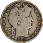 1911-P Barber Half Dollar