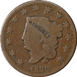 1830 Large Cent &#39;Medium Letters&#39; Choice G N.6 R.4 Strong Strike