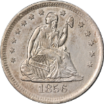 1856-P Seated Liberty Quarter Choice AU Great Eye Appeal Strong Strike
