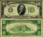FR. 2004 D $10 1934 Federal Reserve Note Cleveland D-A Block LGS Fine+ Lgt Green