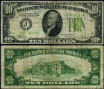 FR. 2004 J $10 1934 Federal Reserve Note Kansas City J-A Block LGS Fine+ Light
