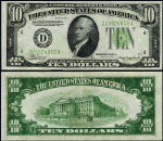 FR. 2006 DM $10 1934-A Federal Reserve Note Mule Cleveland D-A Block AU+