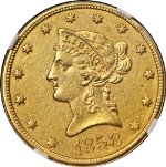 1858-O Liberty Gold $10 NGC AU Details Key Date
