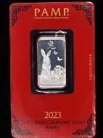 2023 Pamp Suisse 10 Gram Silver Bar - Lunar Calendar Rabbit - .999 OGP STOCK