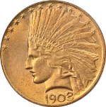 1908-D Indian Gold $10 No Motto PCGS MS64 Superb Eye Appeal Strong Strike