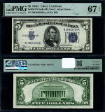 FR. 1653 W $5 1934-C Silver Certificate M-A Block Superb Gem PMG CU67 EPQ